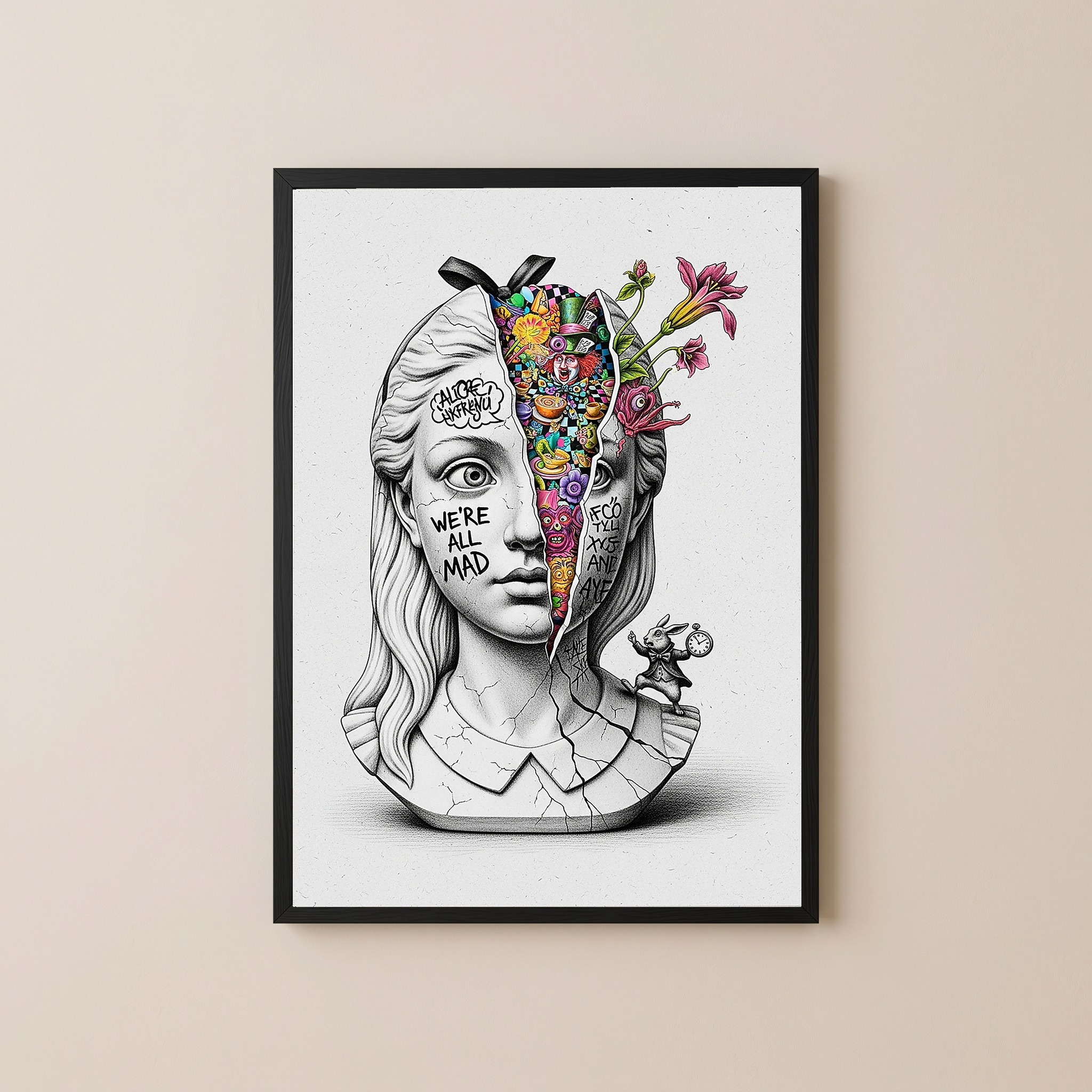 We're All Mad Here Alice — Surreal Wonderland Wall Art Print
