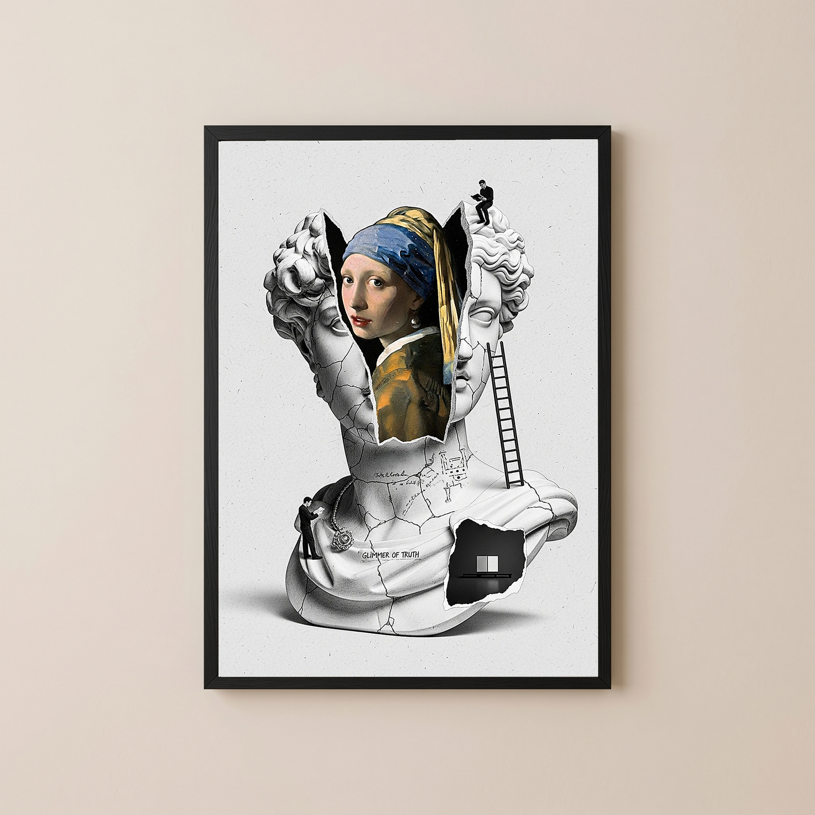 Glimmer of Truth — Vermeer's Girl with a Pearl Earring Wall Art Print