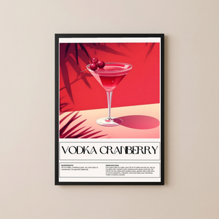 Vodka Cranberry Wall Art Print — Classic Pink Cocktail Poster