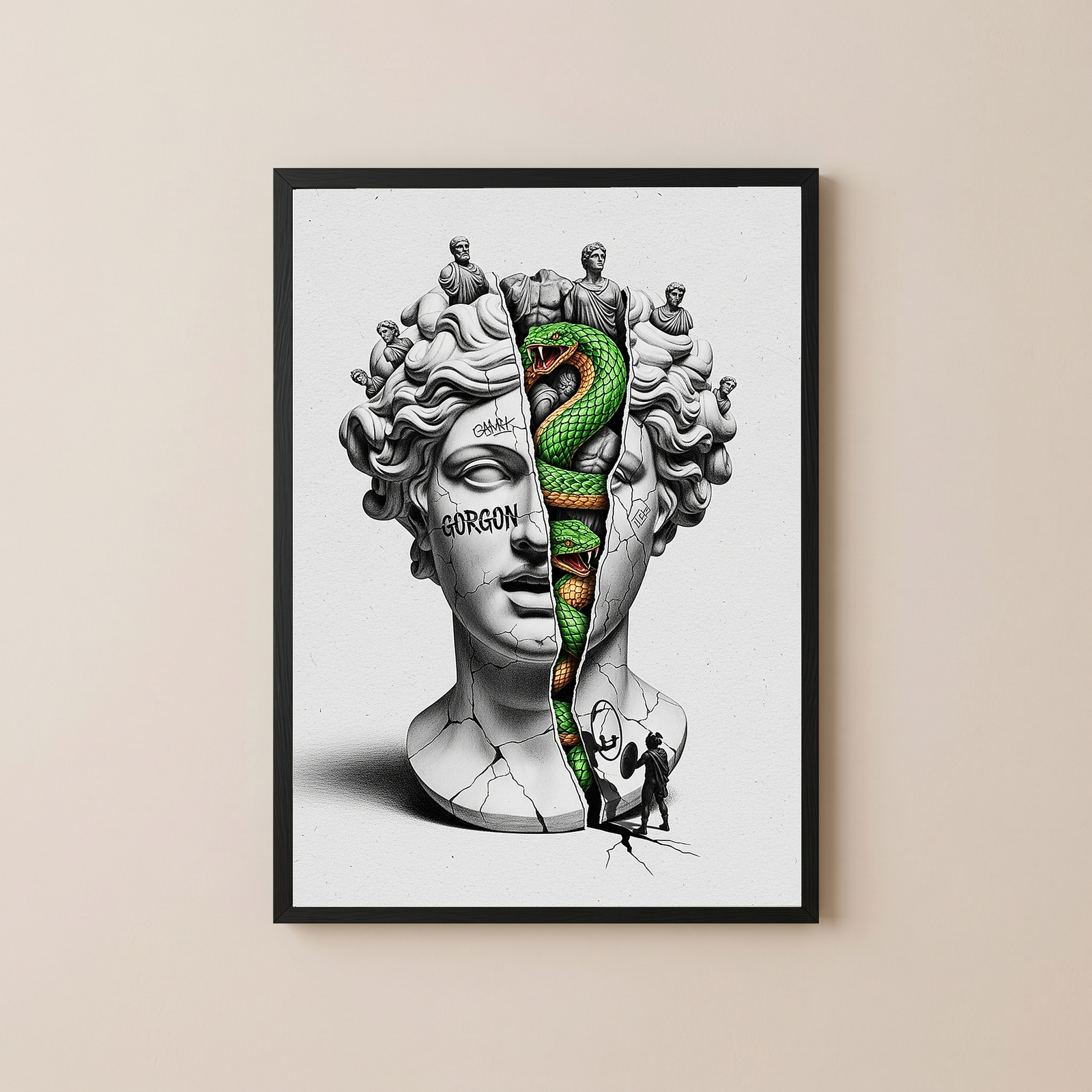 Gorgon Medusa — Surreal Apollo Bust Wall Art Print