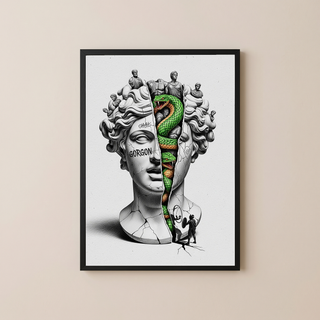 Gorgon Medusa — Surreal Apollo Bust Wall Art Print