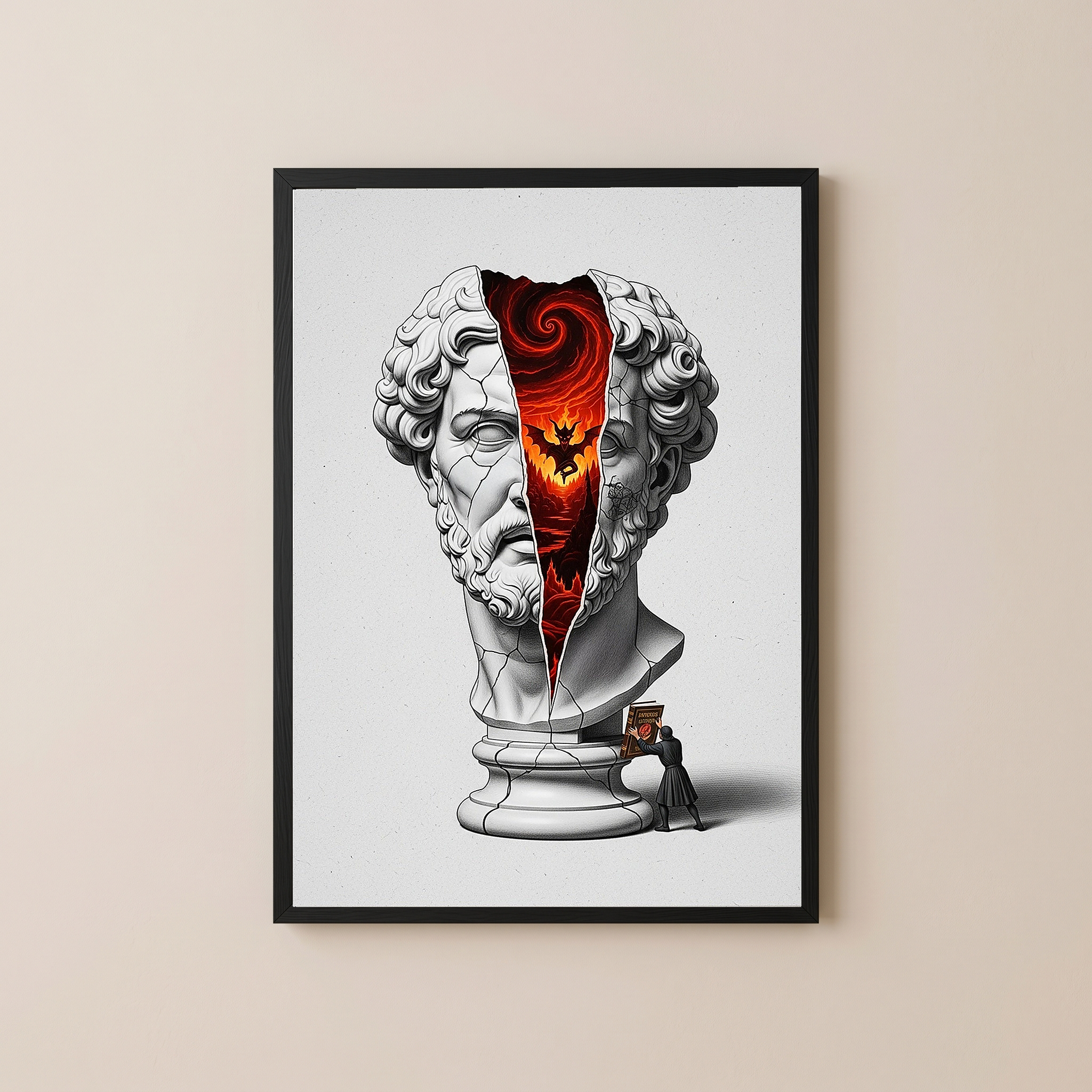 Inferno — Surreal Zeus Bust Wall Art Print
