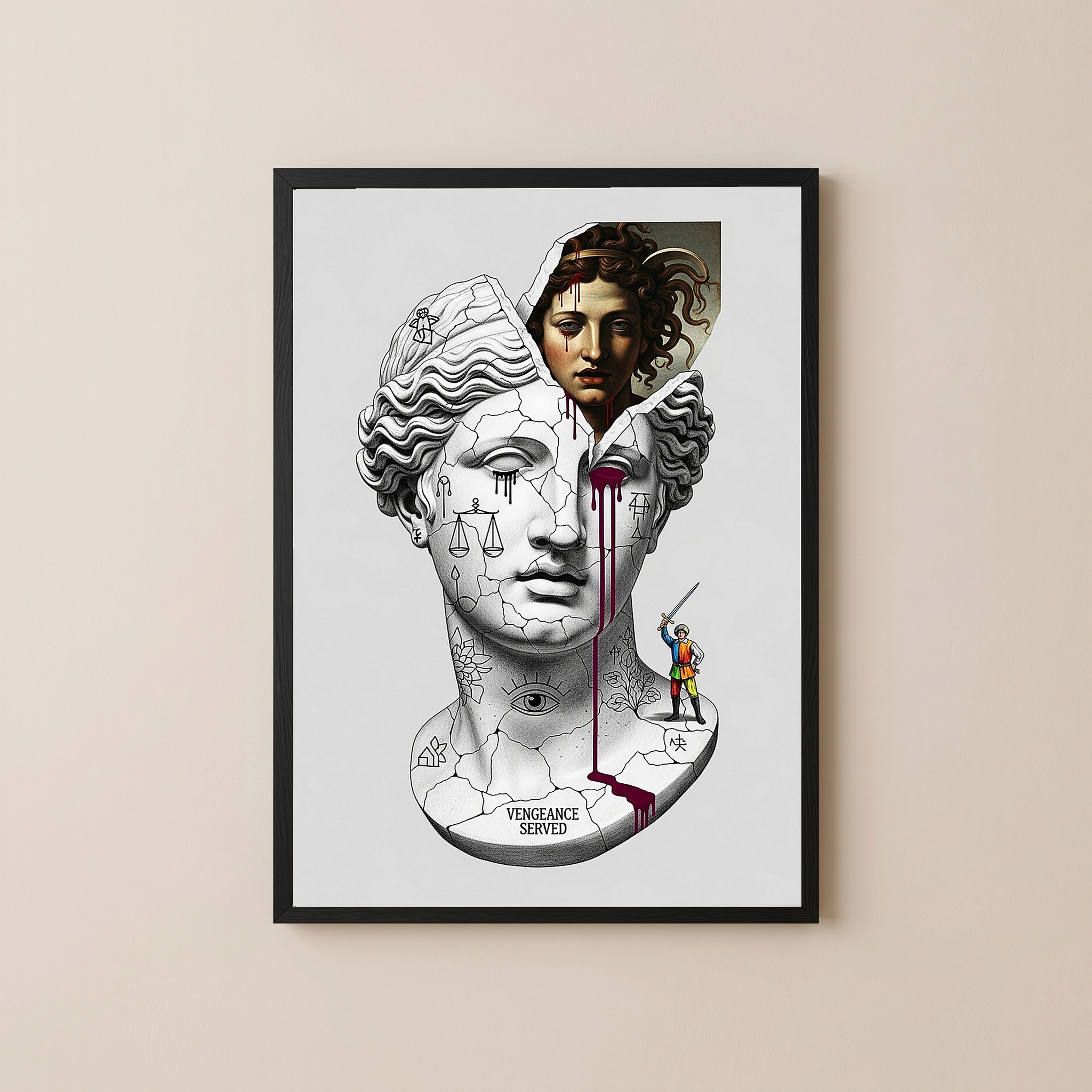 Vengeance Served Medusa V2 — Surreal Greek Mythology Wall Art Print