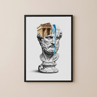 Logos Parthenon — Surreal Philosopher Bust Wall Art Print