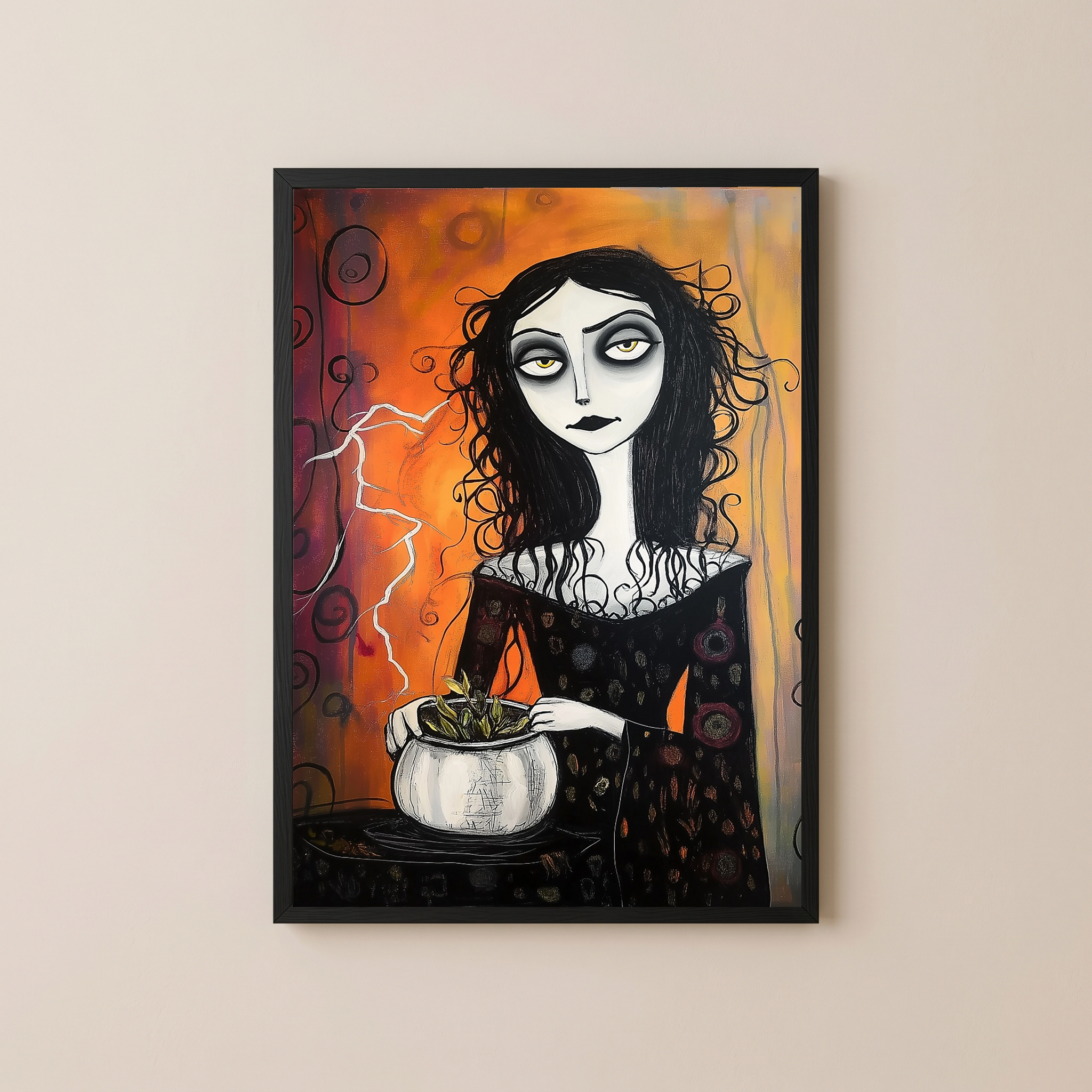 Gothic Gardener Wall Art Print — Dark Botanical Portrait Poster