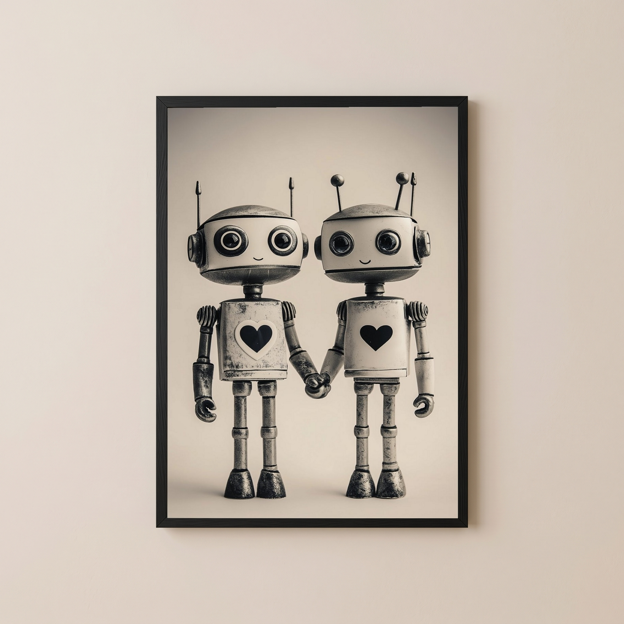 Mechanical Hearts Wall Art Print — Industrial Robot Love Poster