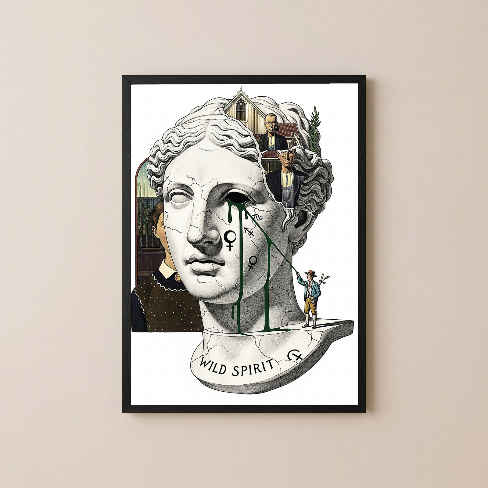 Wild Spirit American Gothic — Surreal Grant Wood Wall Art Print