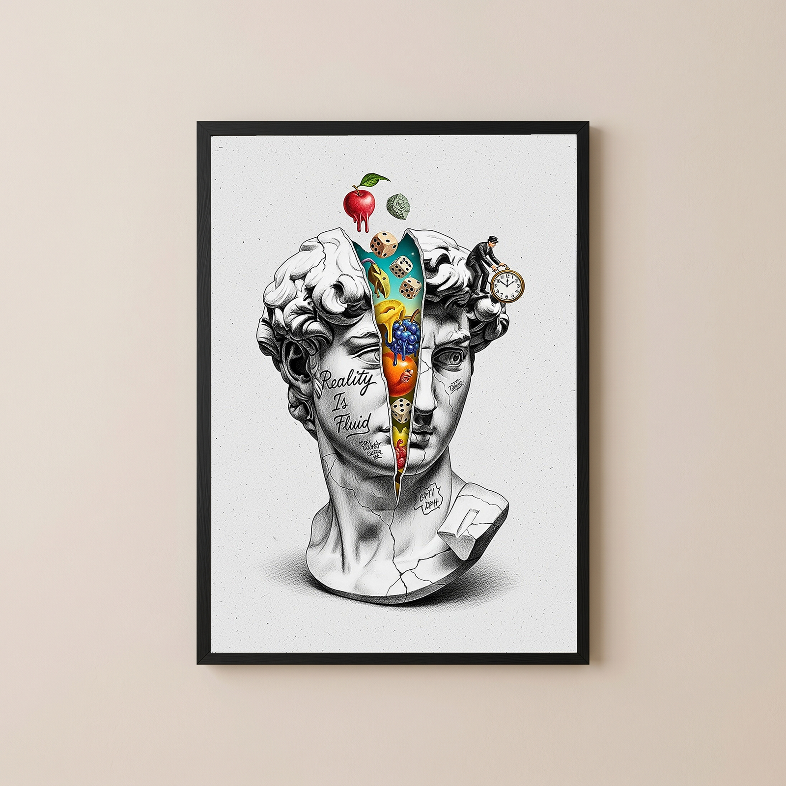 Reality is Fluid — Surreal David Bust Wall Art Print
