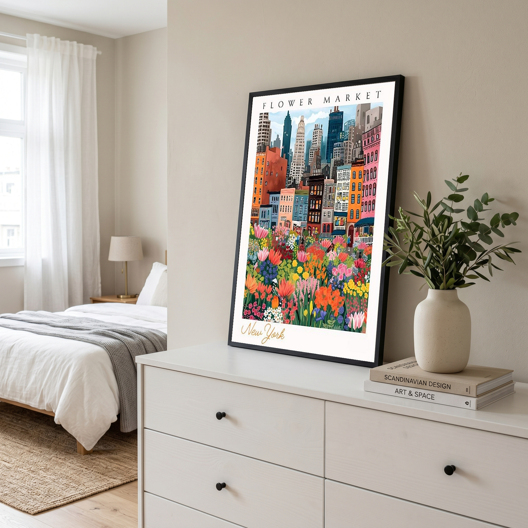 New York Flower Market — Vibrant Cityscape Botanical Wall Art Print
