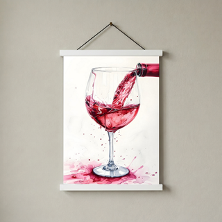 Crimson Cascade Wall Art Print — Red Hair Editorial Fashion Poster