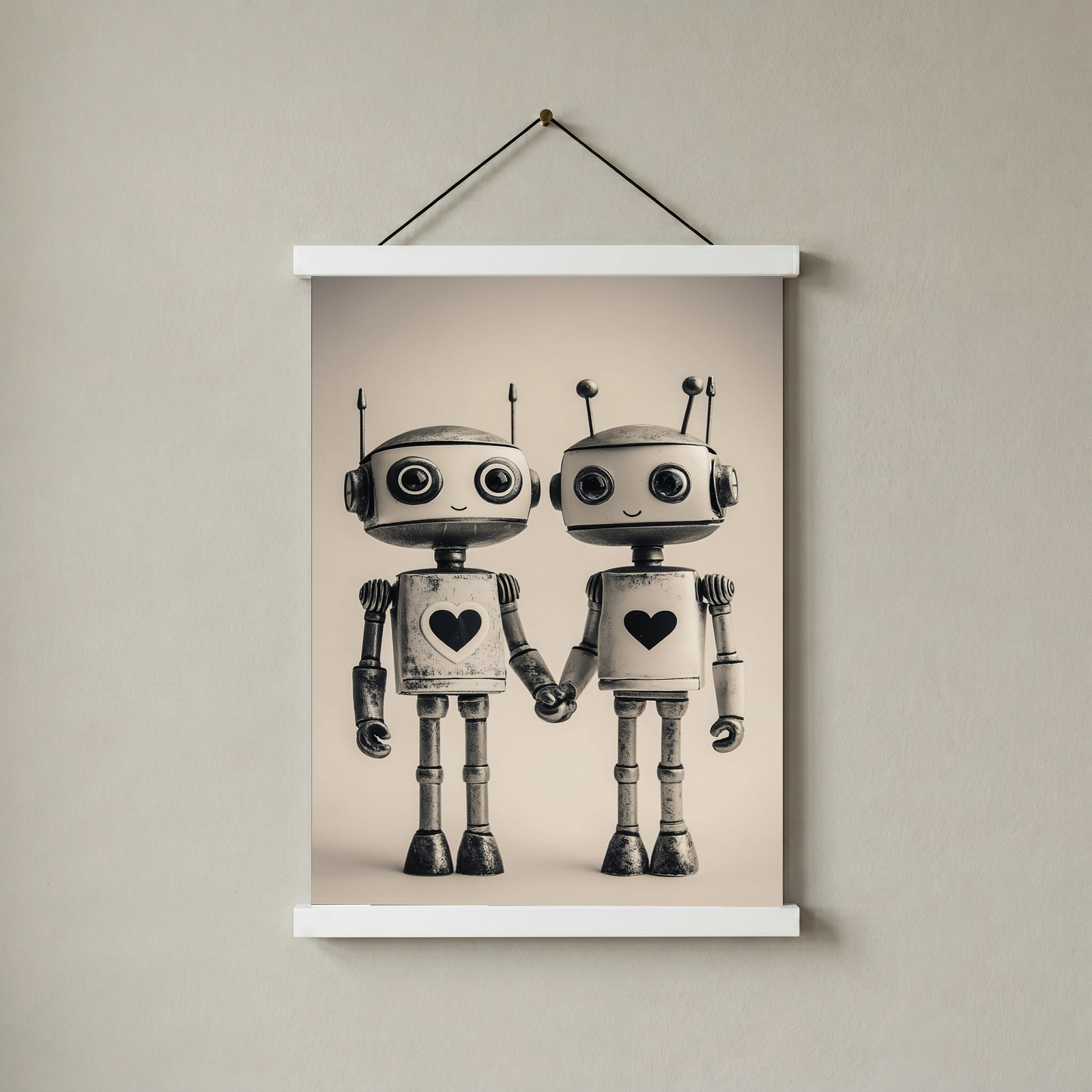 Mechanical Hearts Wall Art Print — Industrial Robot Love Poster