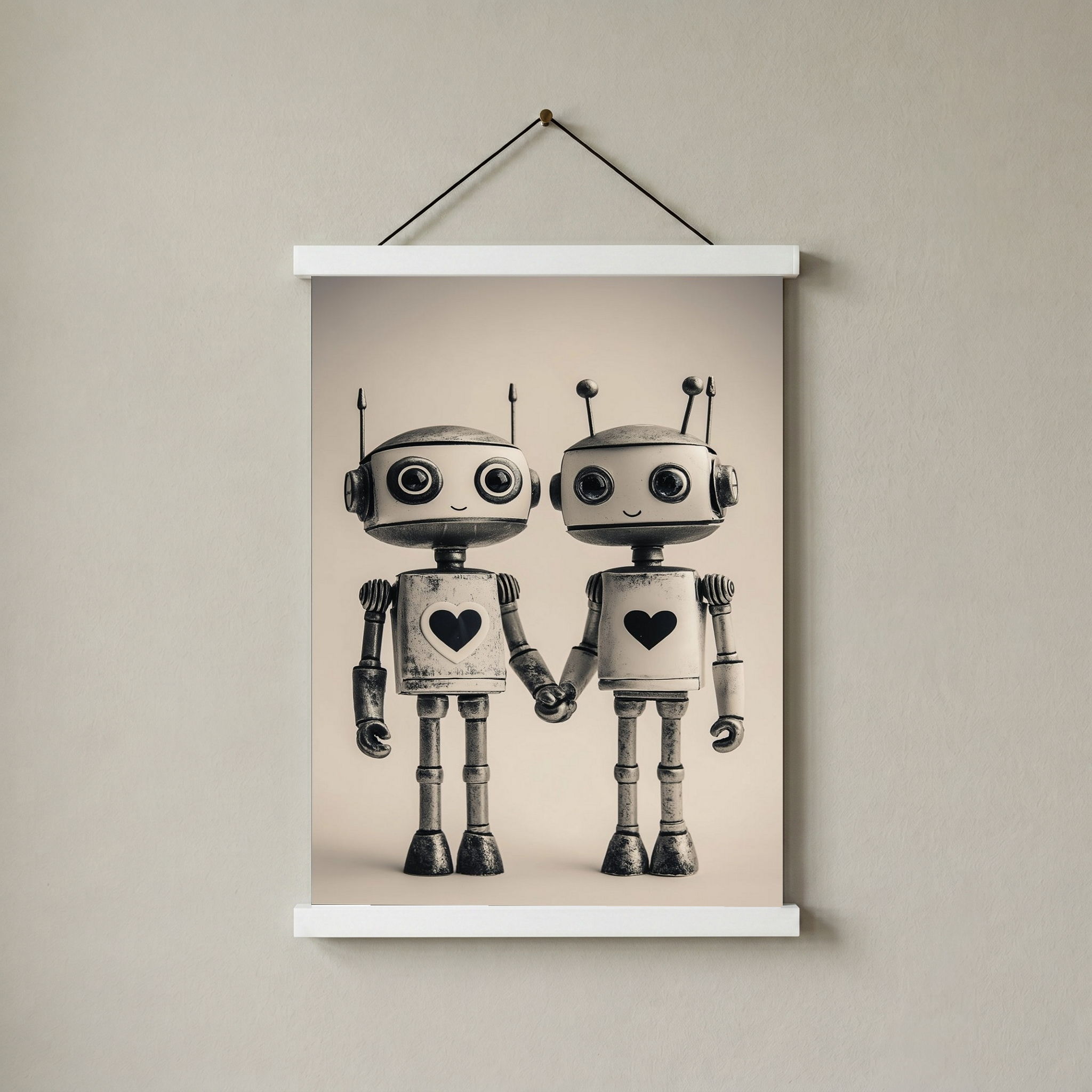 Mechanical Hearts Wall Art Print — Industrial Robot Love Poster