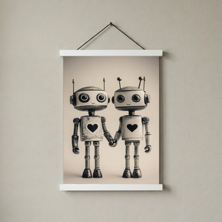 Mechanical Hearts Wall Art Print — Industrial Robot Love Poster