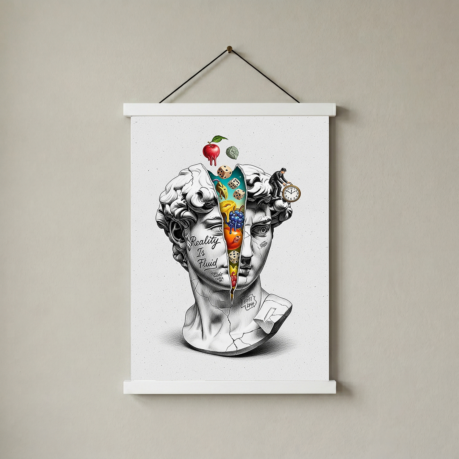 Reality is Fluid — Surreal David Bust Wall Art Print