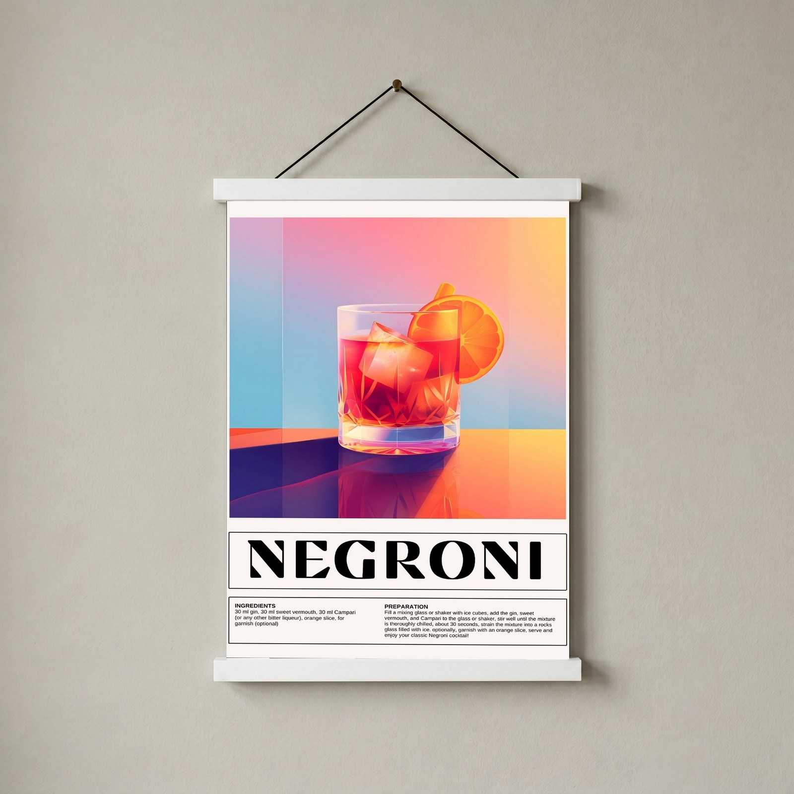 Negroni Wall Art Print — Italian Classic Cocktail Poster