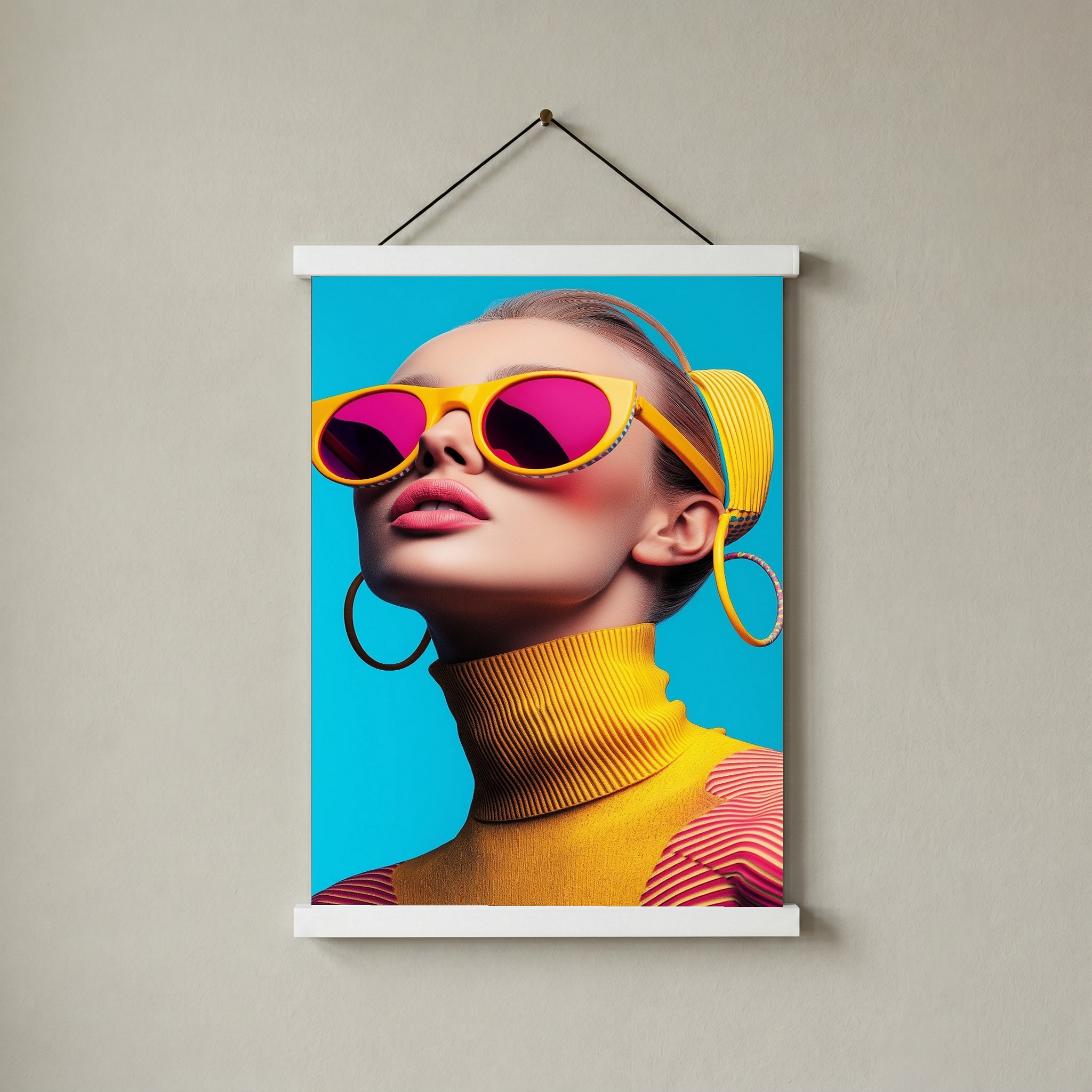 Futuristic Diva Wall Art Print — Bold Pop Portrait Poster