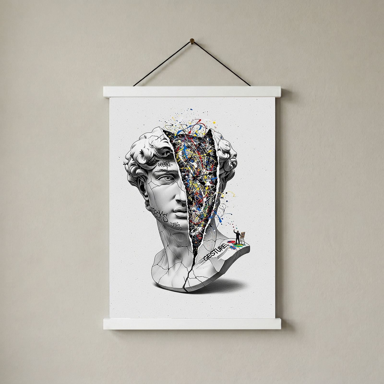 Gesture Pollock — Surreal David Bust Wall Art Print