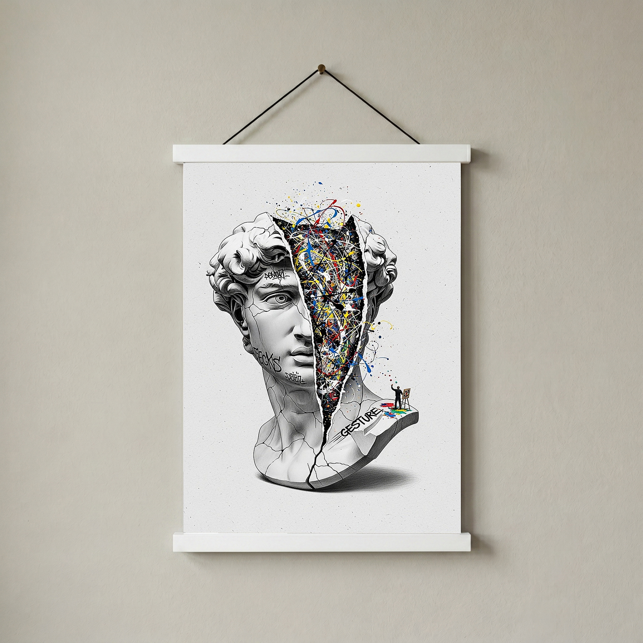 Gesture Pollock — Surreal David Bust Wall Art Print