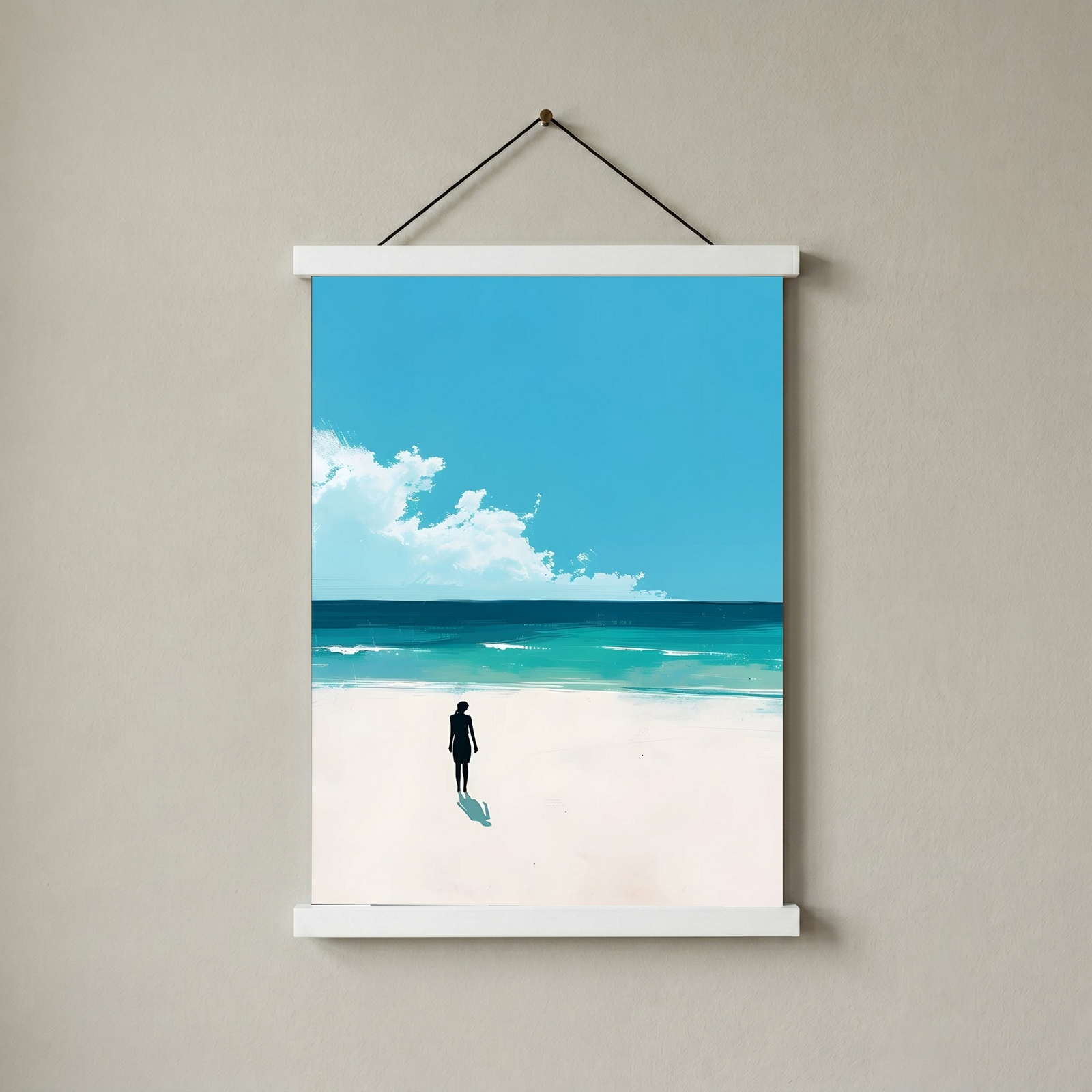 Waves Alone Wall Art Print — Peaceful Ocean Solitude Poster