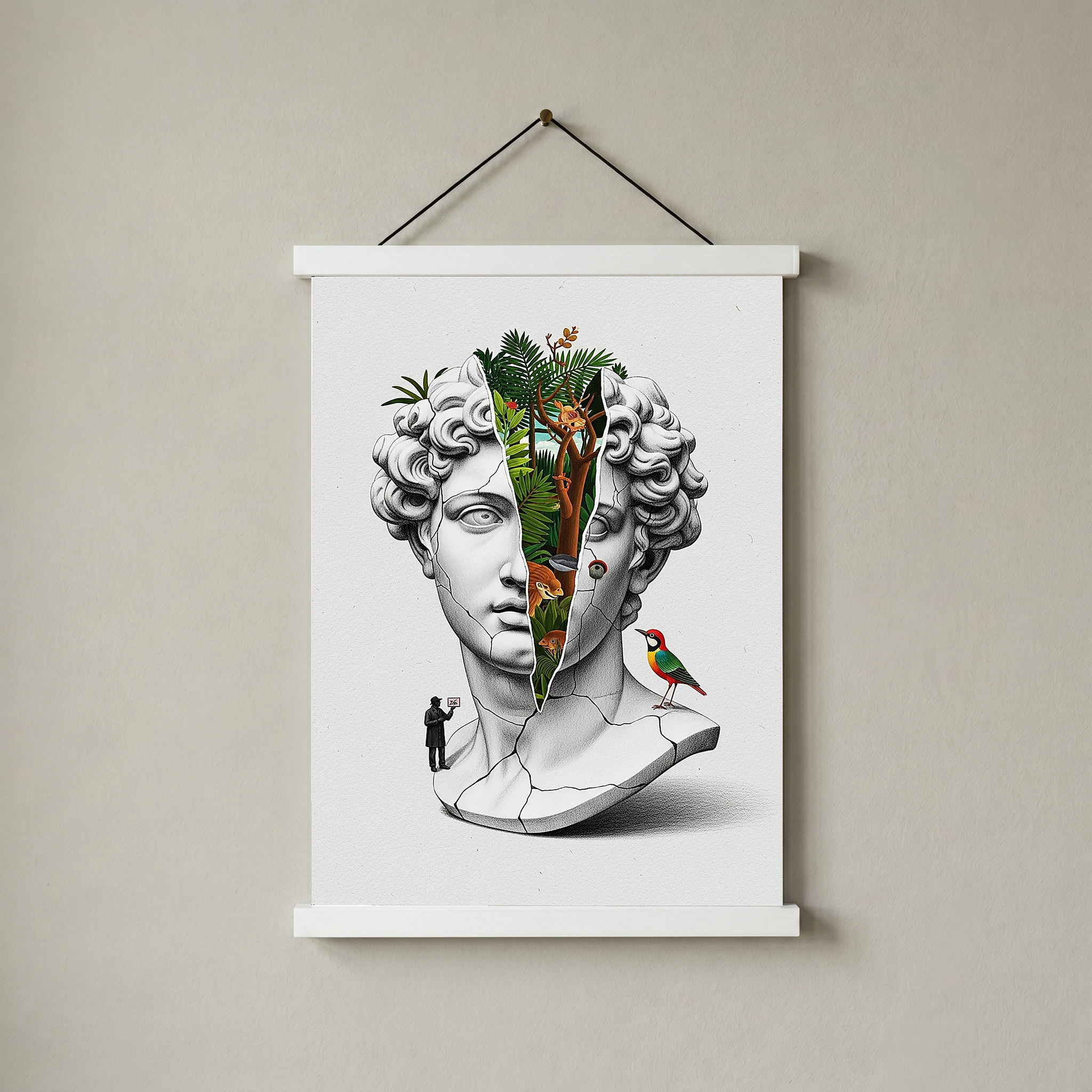 Nature Collage — Surreal Apollo Bust Wall Art Print