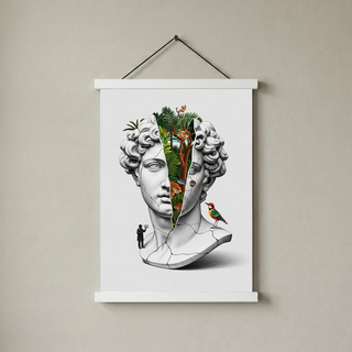 Nature Collage — Surreal Apollo Bust Wall Art Print