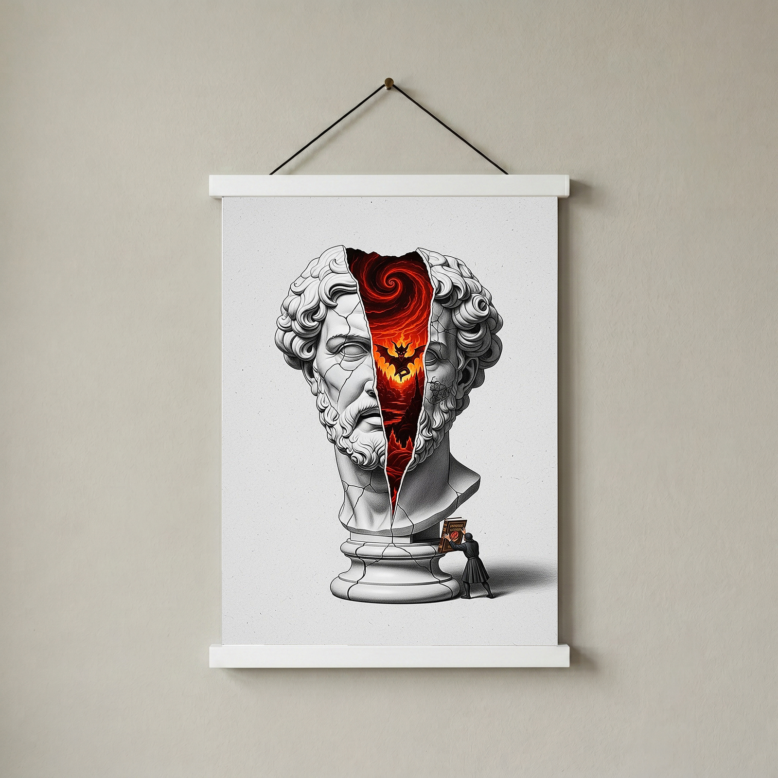 Inferno — Surreal Zeus Bust Wall Art Print