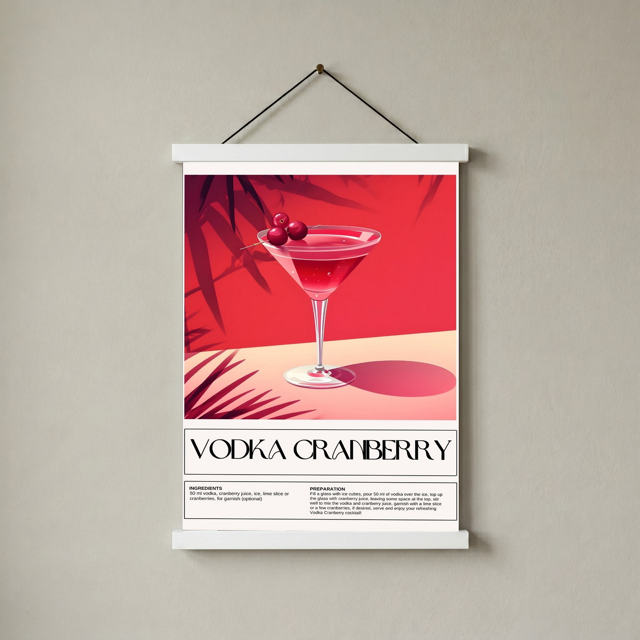 Vodka Cranberry Wall Art Print — Classic Pink Cocktail Poster