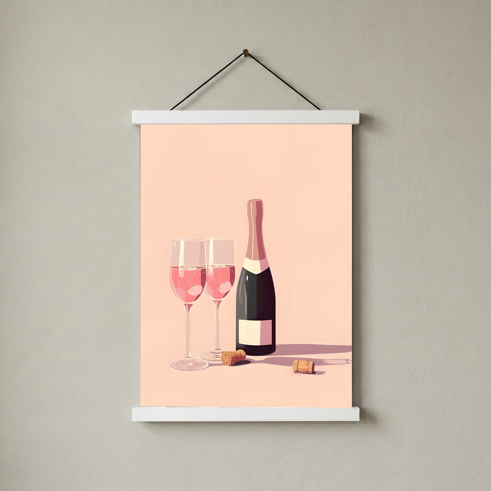 Blush & Bubbles Wall Art Print — Pink Champagne Aesthetic Poster