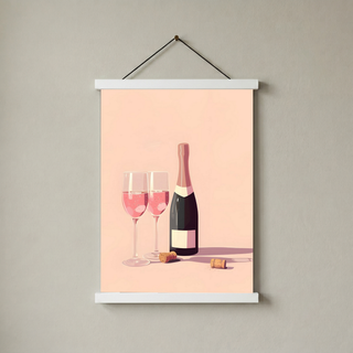 Blush & Bubbles Wall Art Print — Pink Champagne Aesthetic Poster