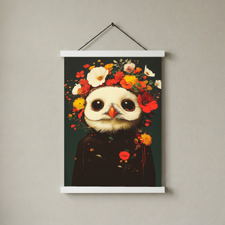 Blossom Bird Wall Art Print — Botanical Floral Bird Illustration Poster