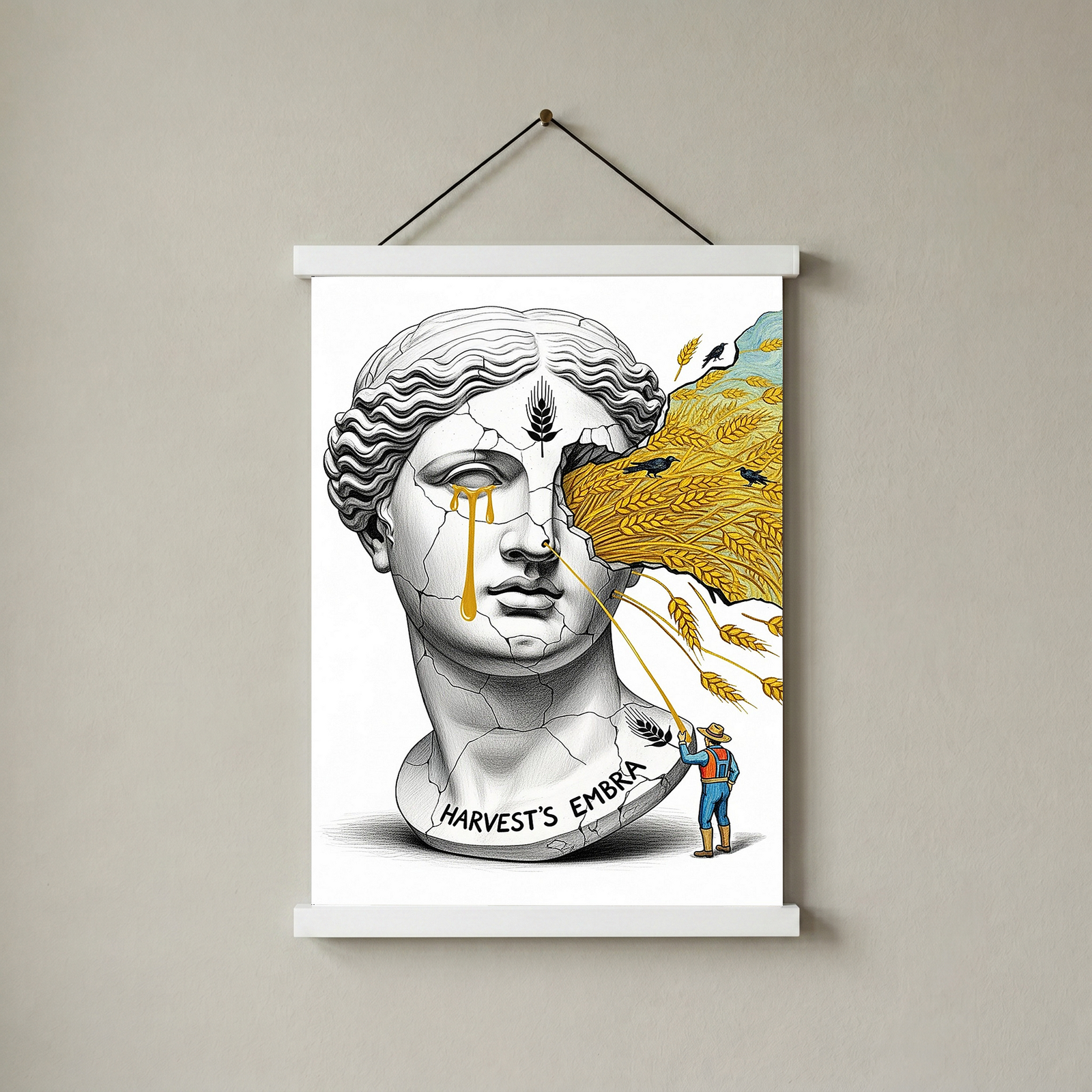 Harvest's Embrace — Surreal Demeter Bust Wall Art Print