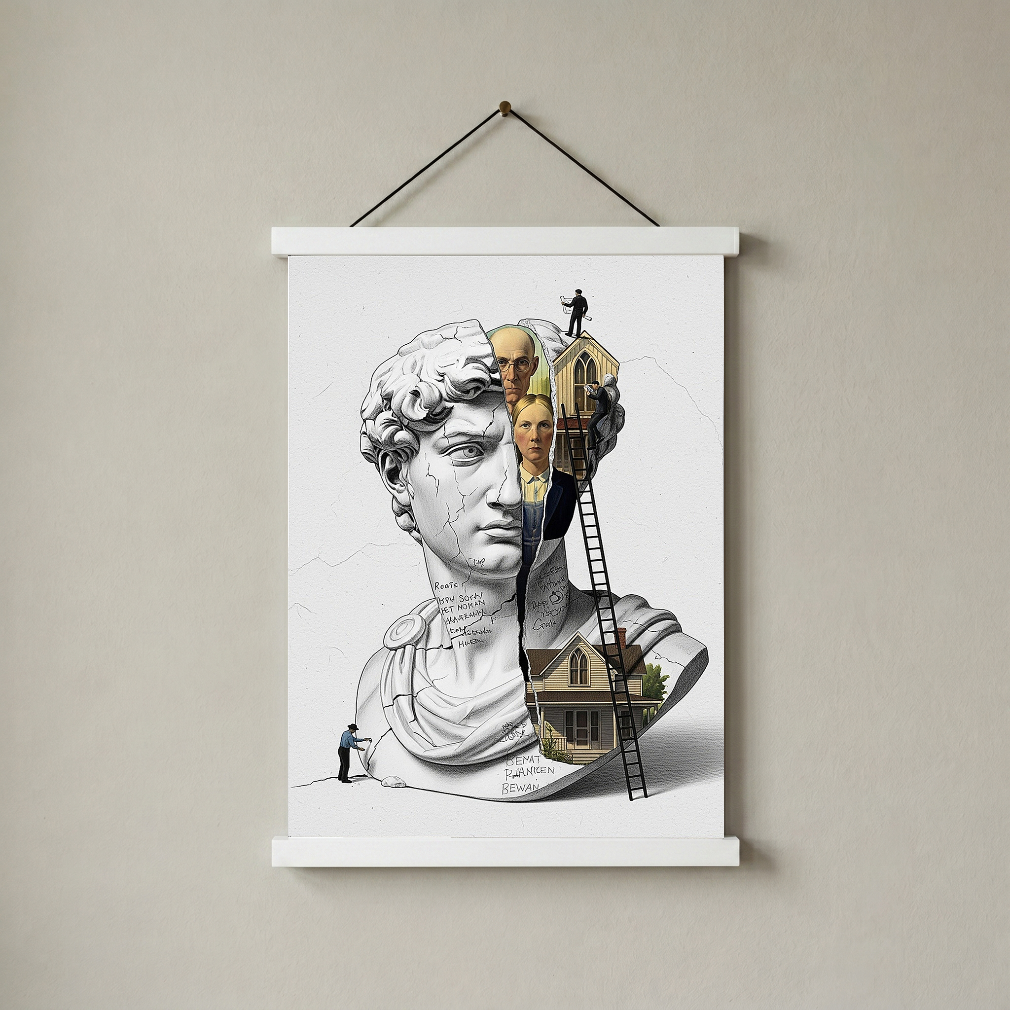 American Gothic Roots — Surreal David Bust Wall Art Print
