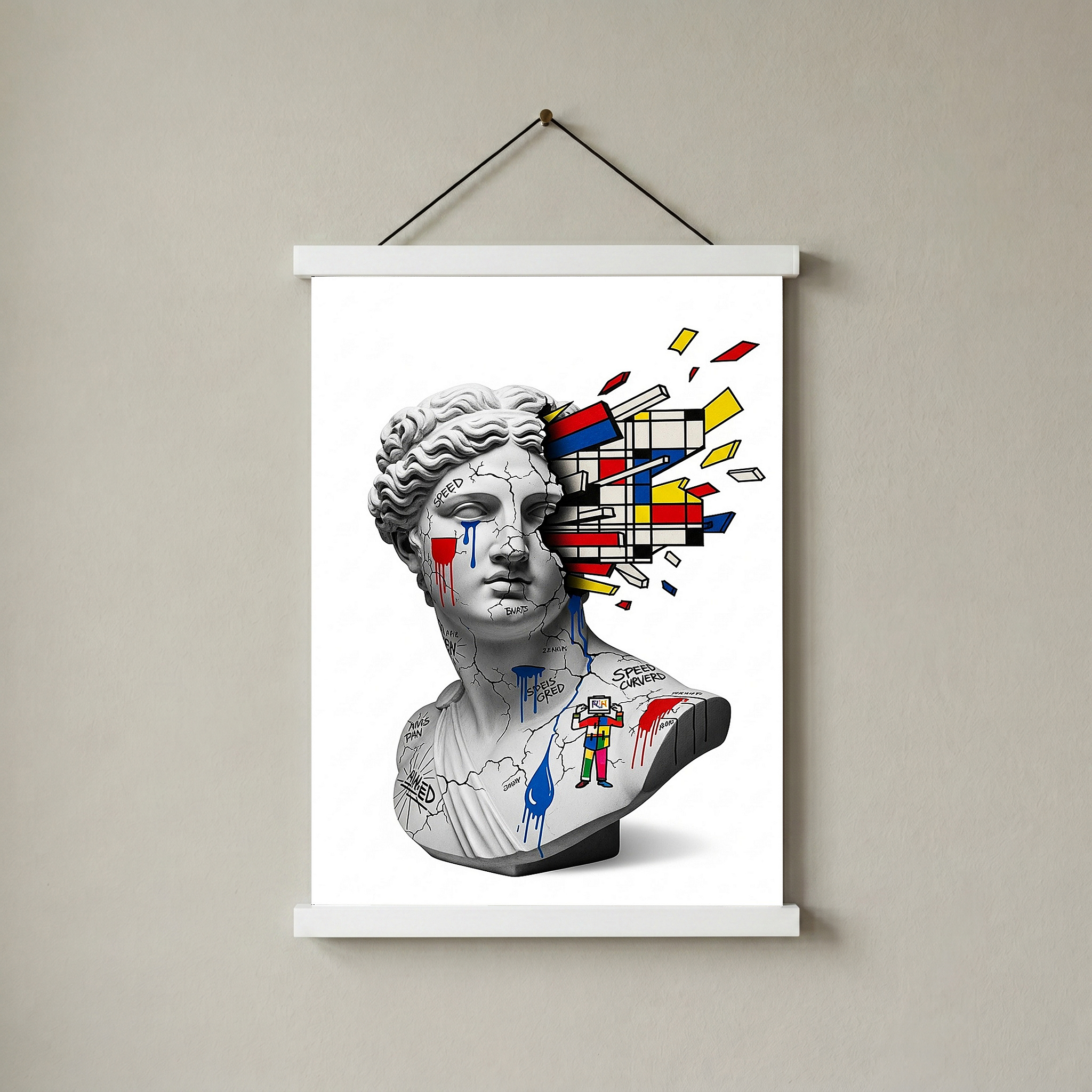 Mondrian Explosion — Surreal Venus Bust Wall Art Print
