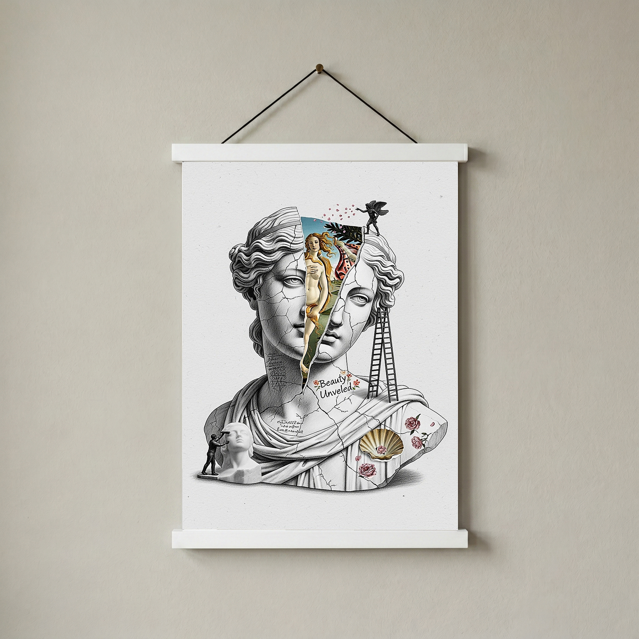 Beauty Unveiled — Botticelli's Venus Reimagined Wall Art Print