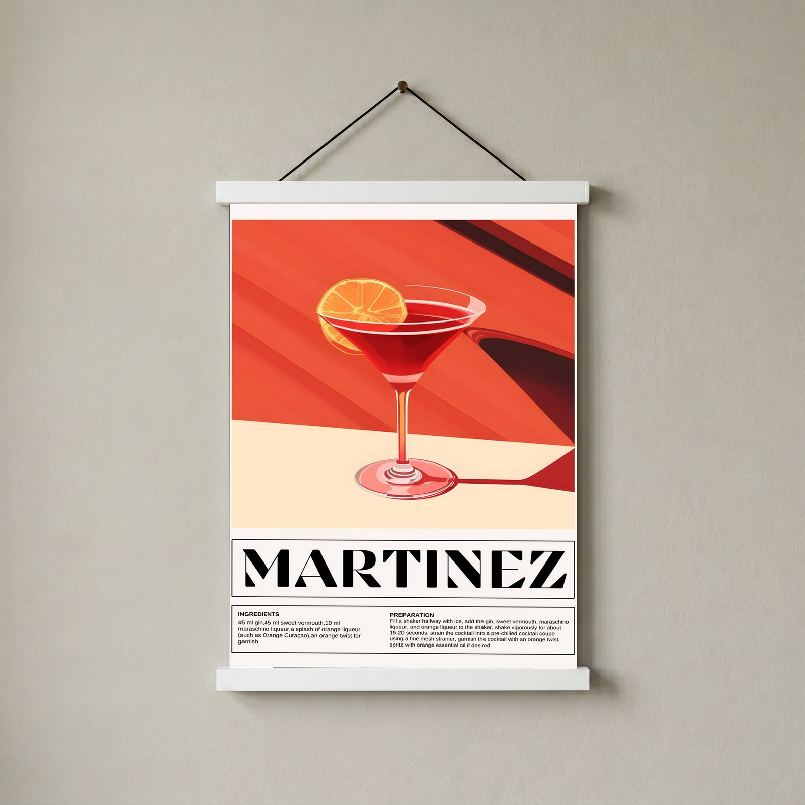 Martinez Wall Art Print — Vintage Pre-Prohibition Cocktail Poster