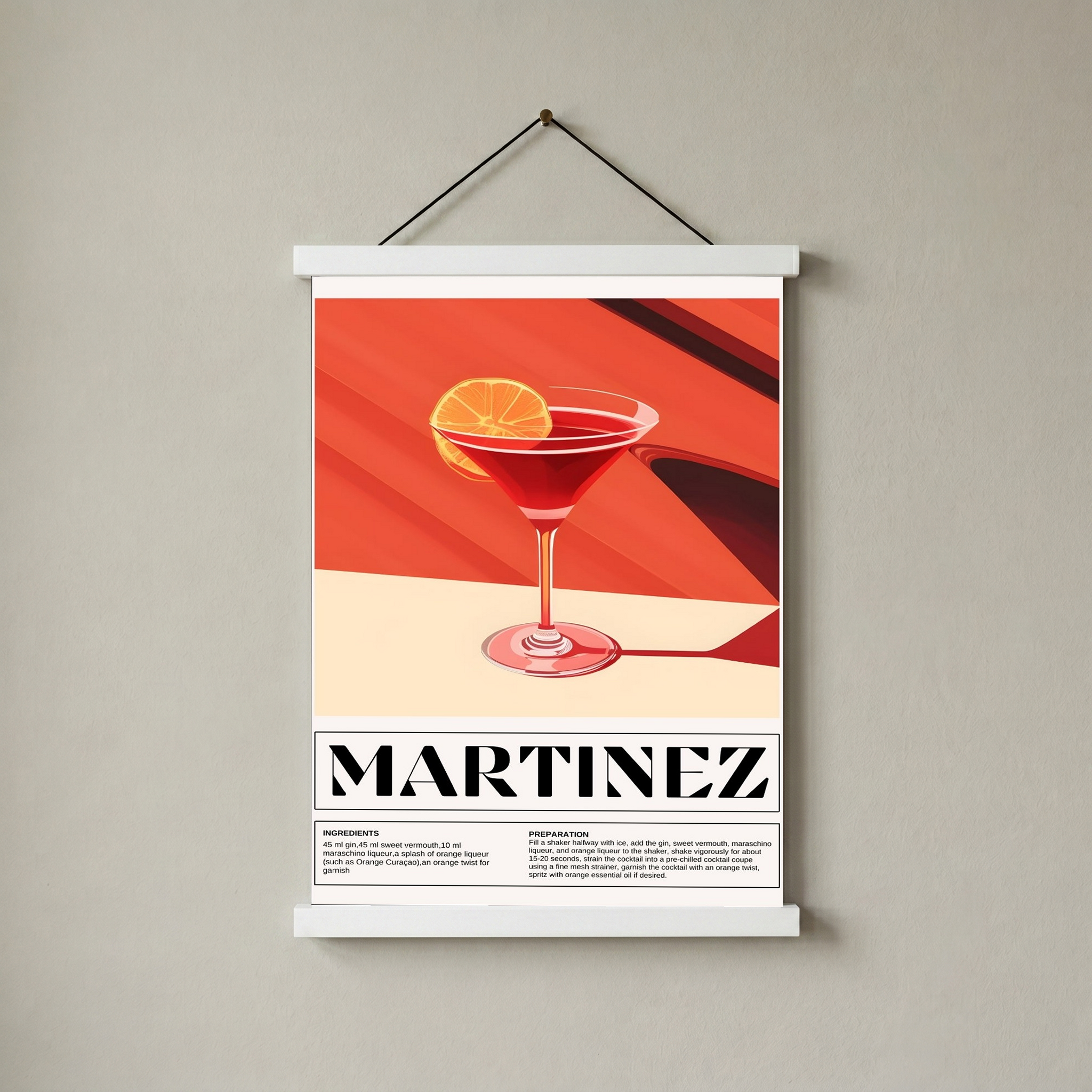 Martinez Wall Art Print — Vintage Pre-Prohibition Cocktail Poster
