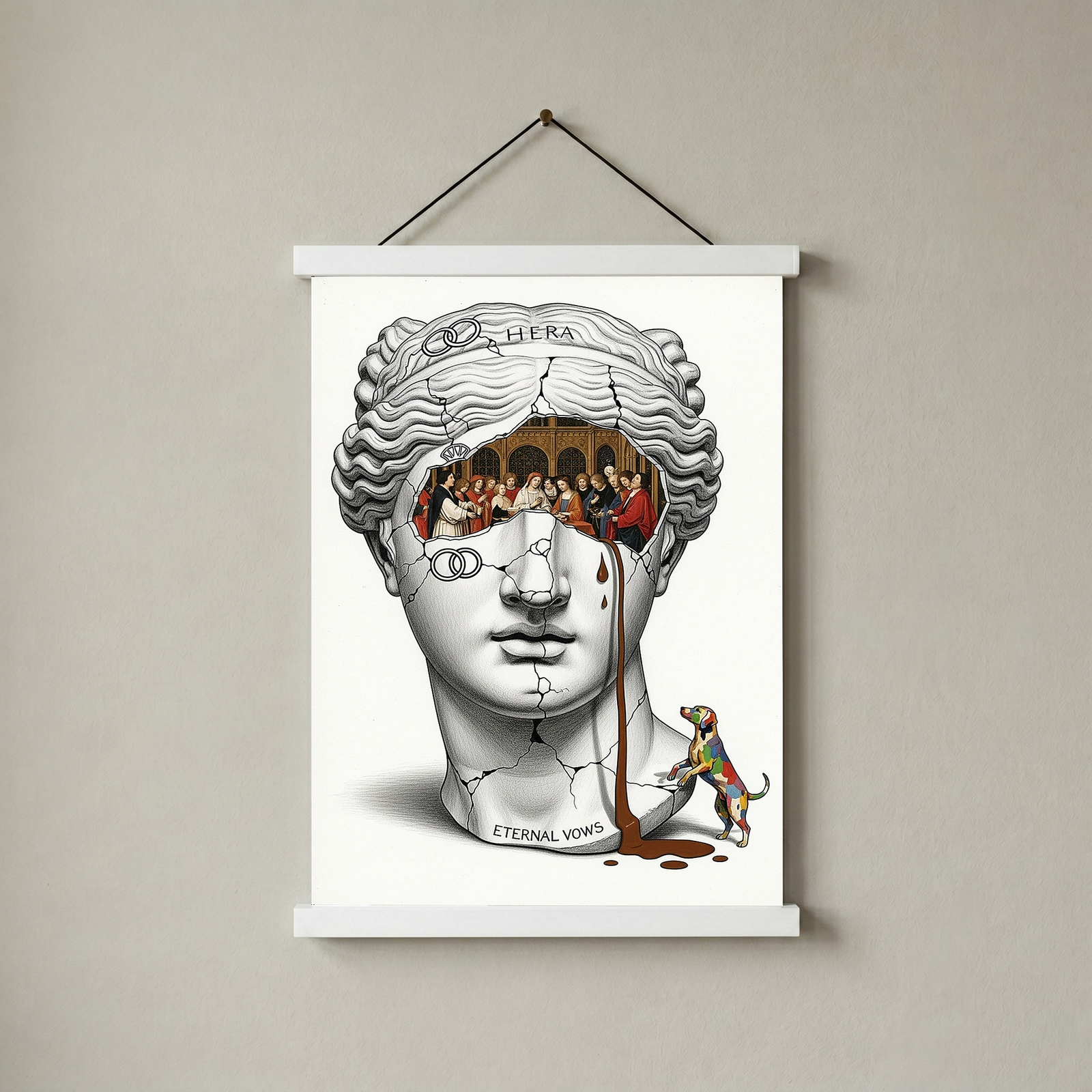 Hera Eternal Vows — Surreal Goddess Bust Wall Art Print