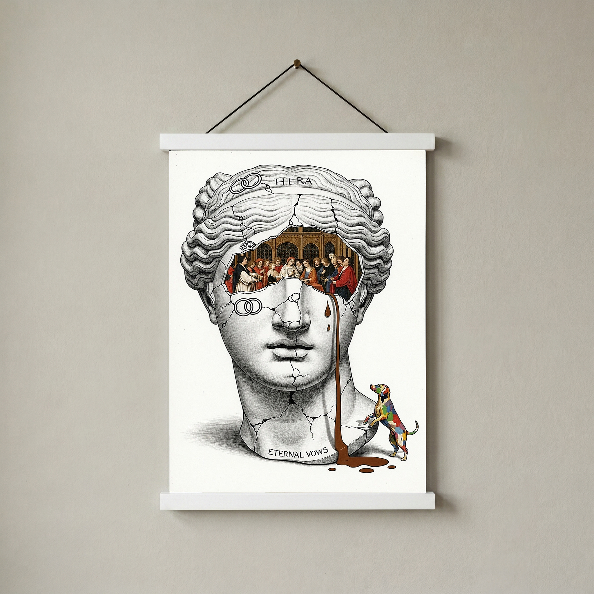 Hera Eternal Vows — Surreal Goddess Bust Wall Art Print