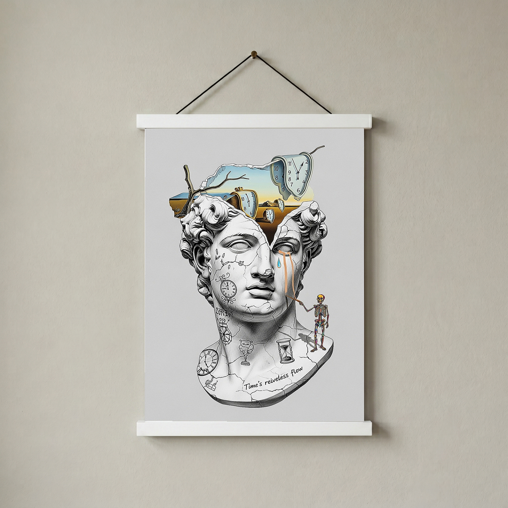 Flow of Time Dali — Surreal Melting Clocks Wall Art Print