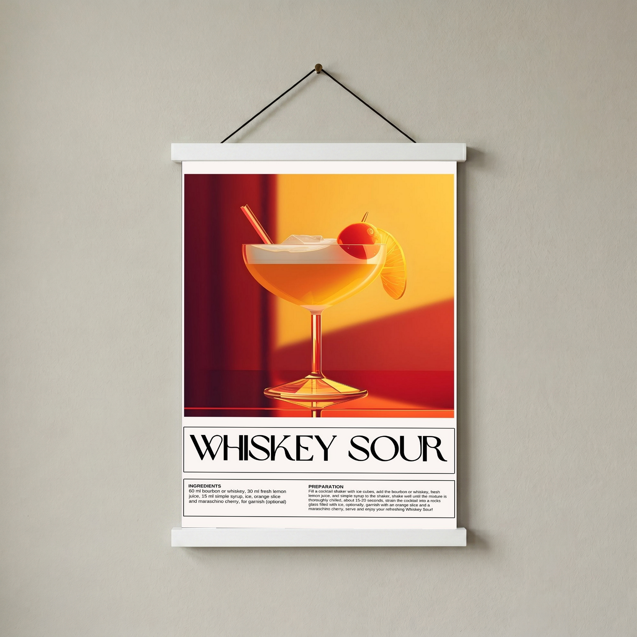 Whiskey Sour Wall Art Print — Classic Bourbon Cocktail Poster