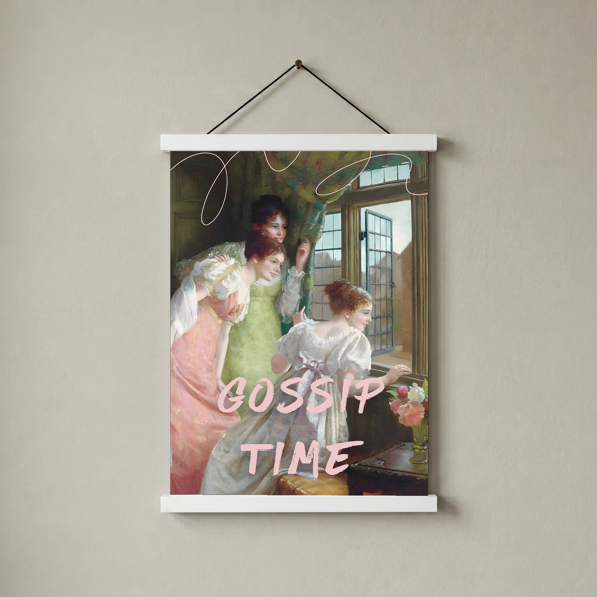 Gossip Time Wall Art Print — Playful Friends Quote Poster