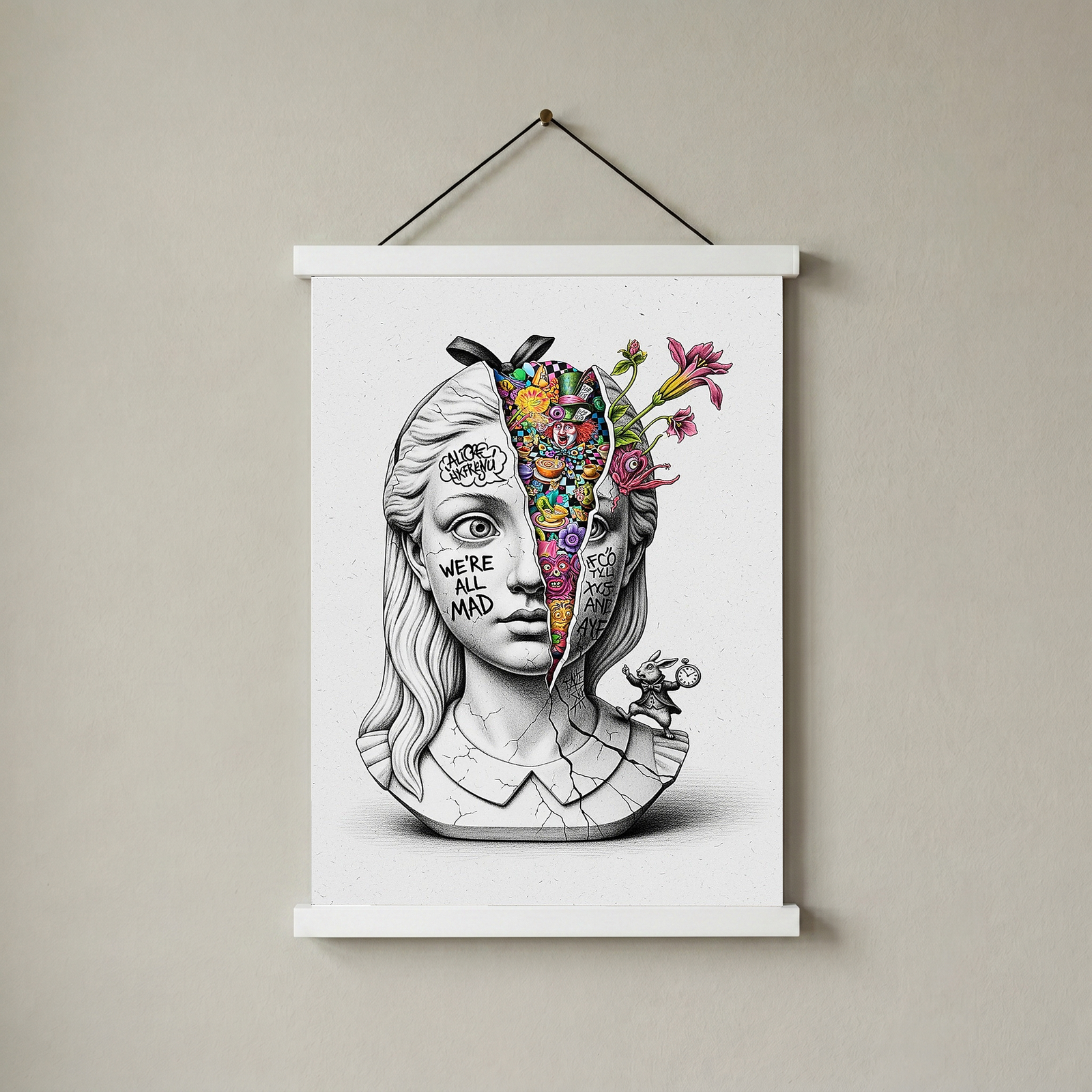 We're All Mad Here Alice — Surreal Wonderland Wall Art Print