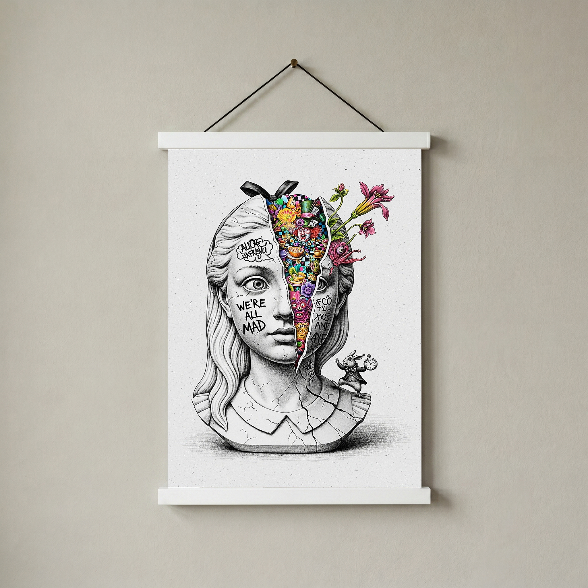 We're All Mad Here Alice — Surreal Wonderland Wall Art Print