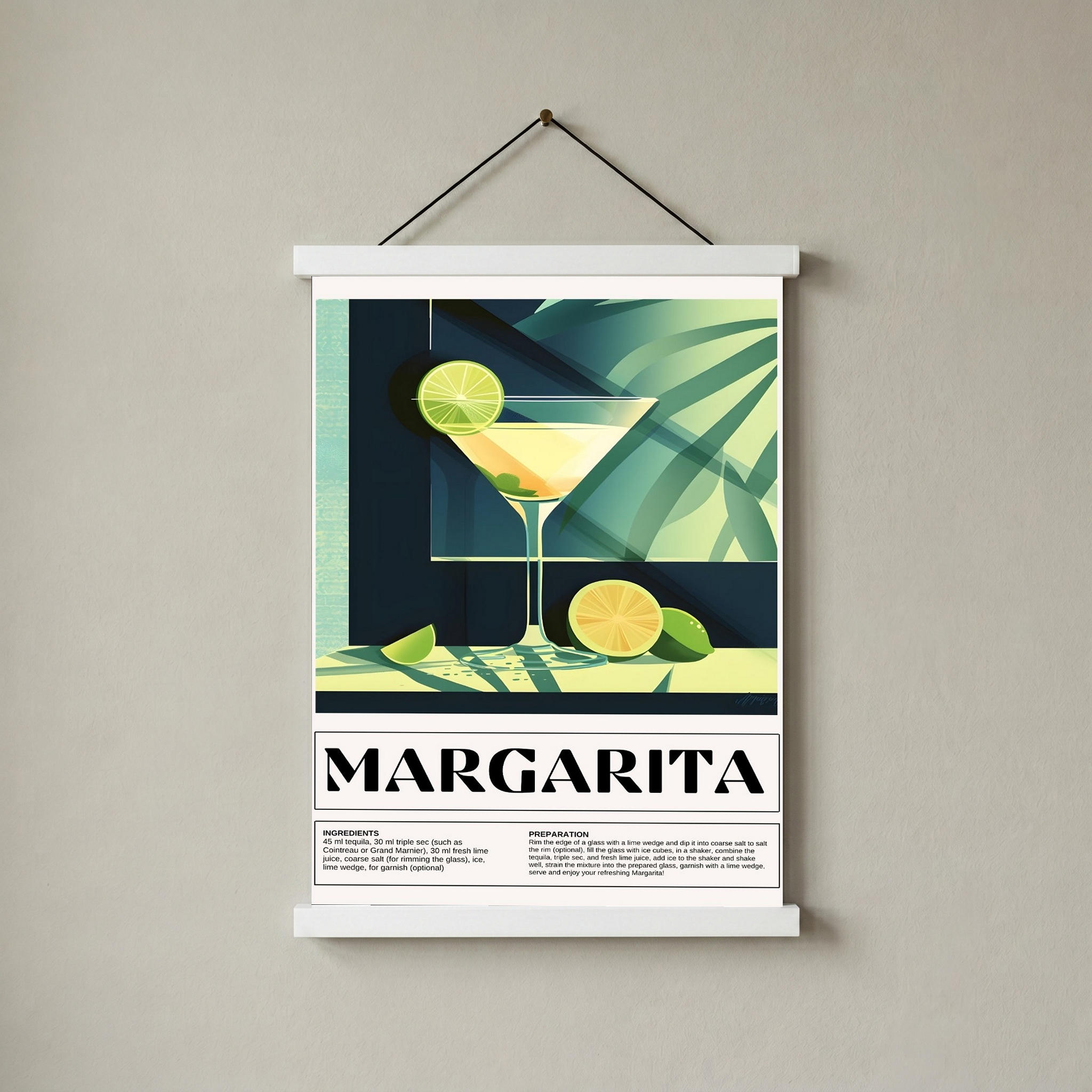 Margarita Wall Art Print — Classic Tequila Cocktail Poster