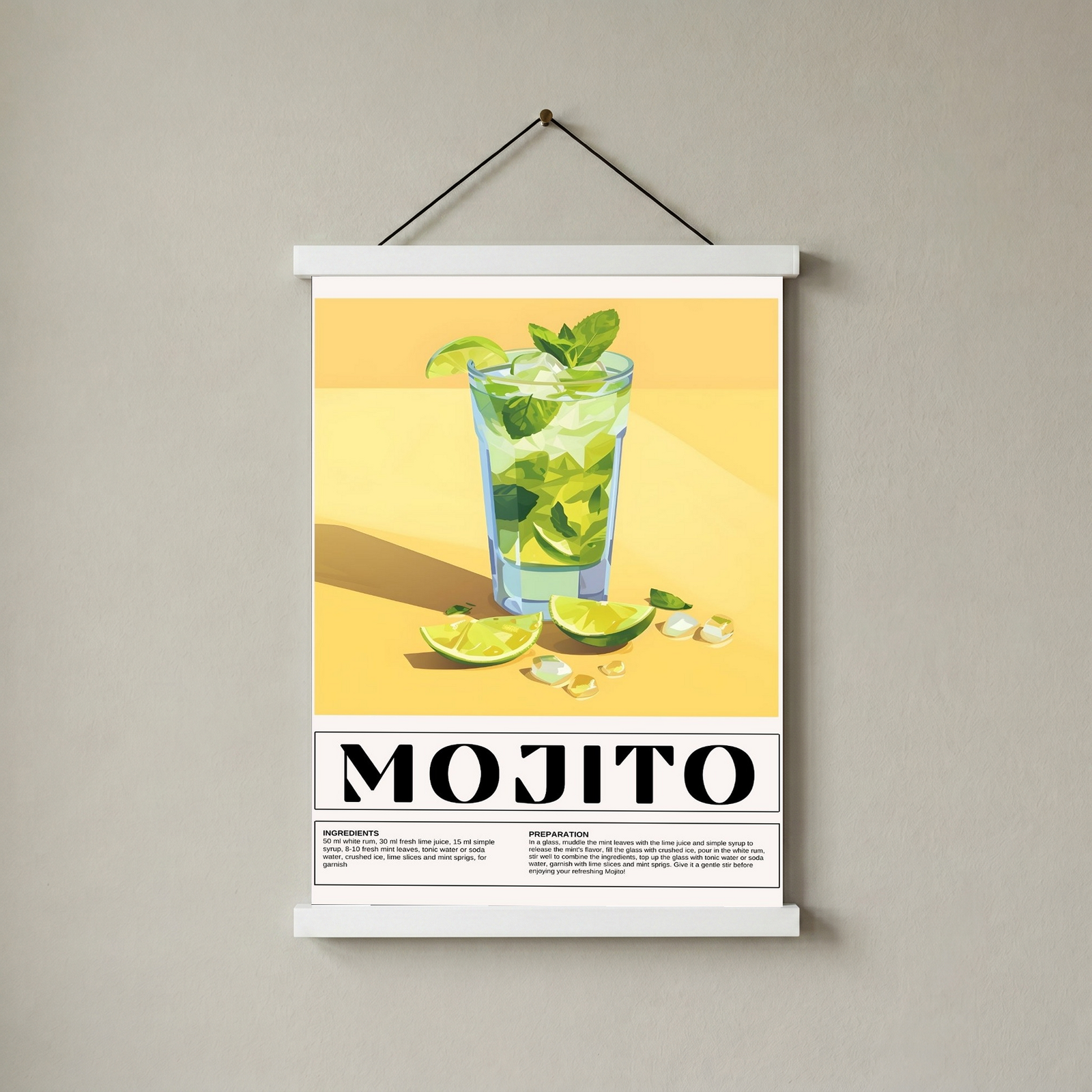 The Mojito Wall Art Print — Classic Cuban Rum Cocktail Poster