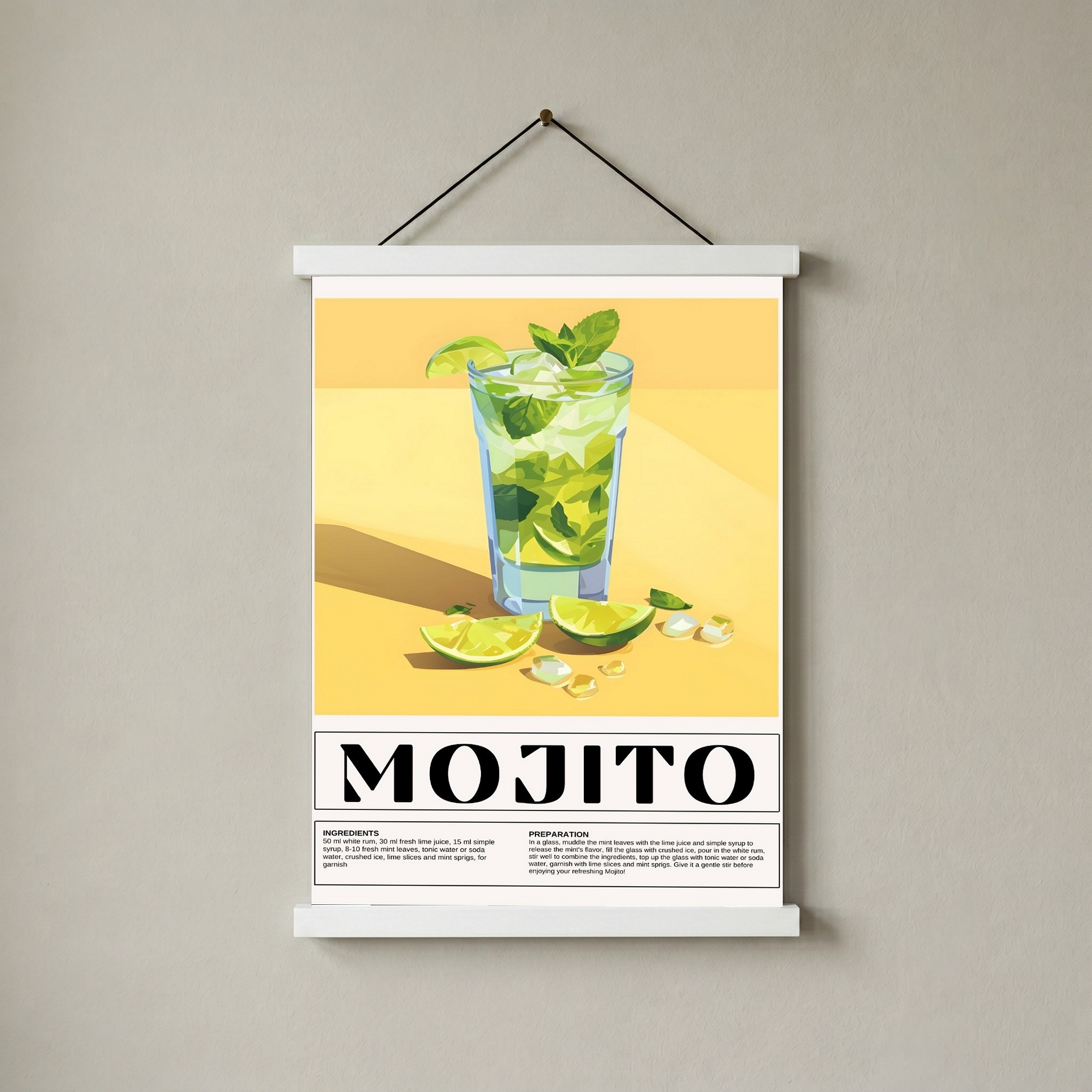 The Mojito Wall Art Print — Classic Cuban Rum Cocktail Poster