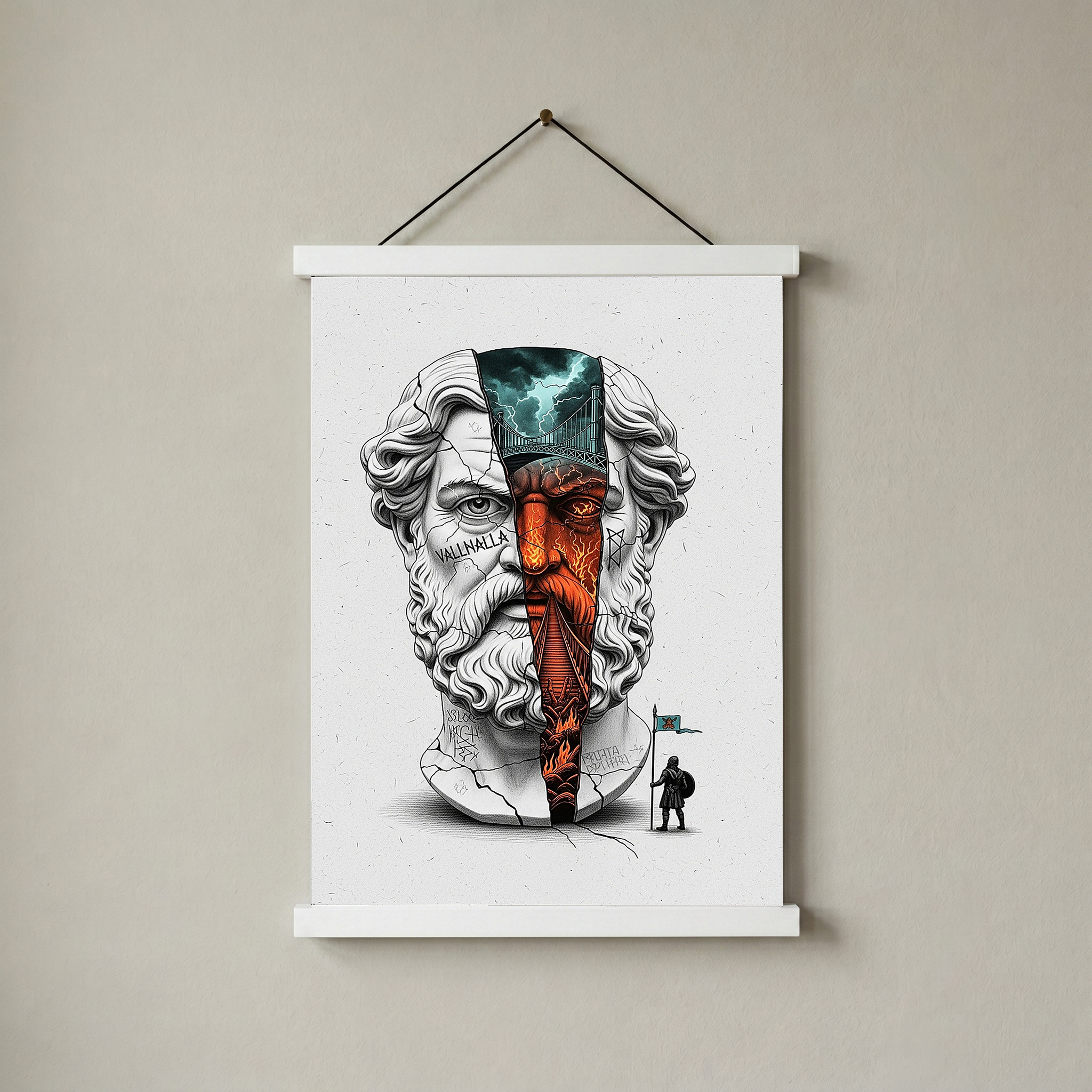 Valhalla Odin — Surreal Norse Mythology Wall Art Print
