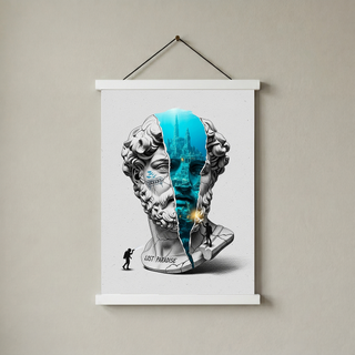 Lost Paradise Atlantis — Surreal Poseidon Bust Wall Art Print