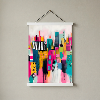 Neon Cityscape Wall Art Print — Urban Skyline Poster