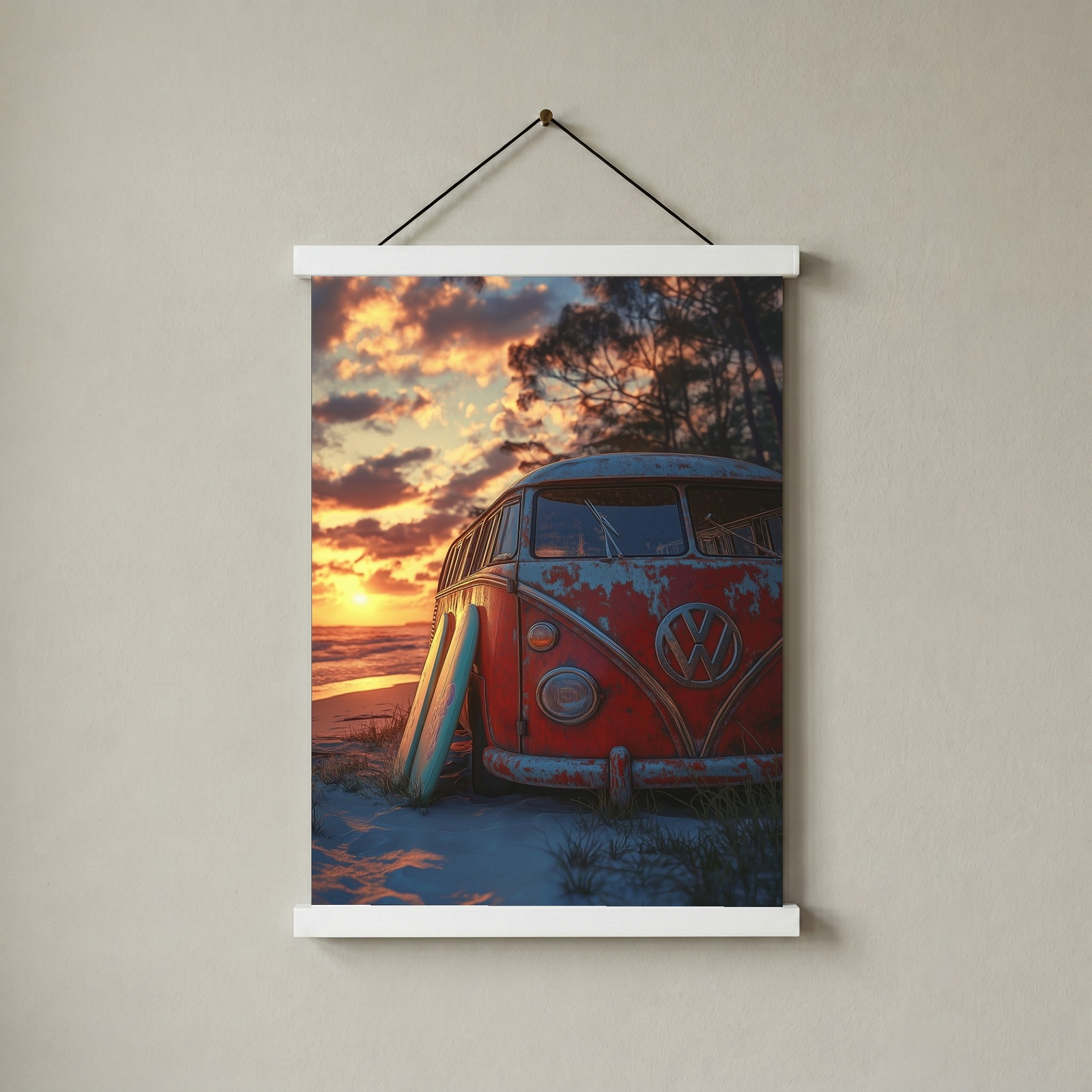 Van in Time Wall Art Print — Vintage Camper Van Travel Poster